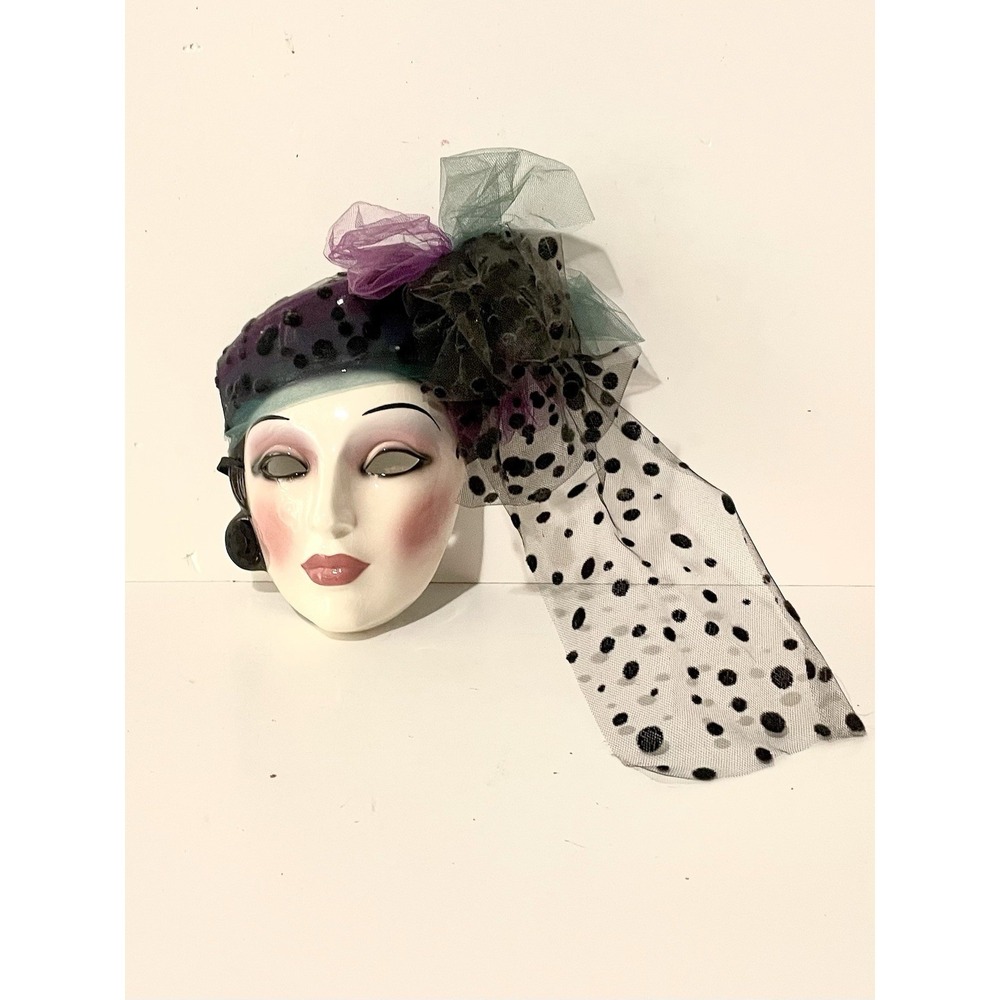 Vintage Clay Art Ceramic Lady Porcelain Mask Art Deco Style